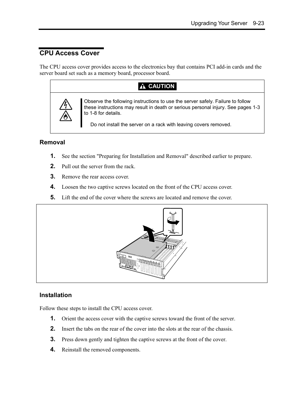 Cpu access cover | NEC Server 140Rc-4 User Manual | Page 309 / 400