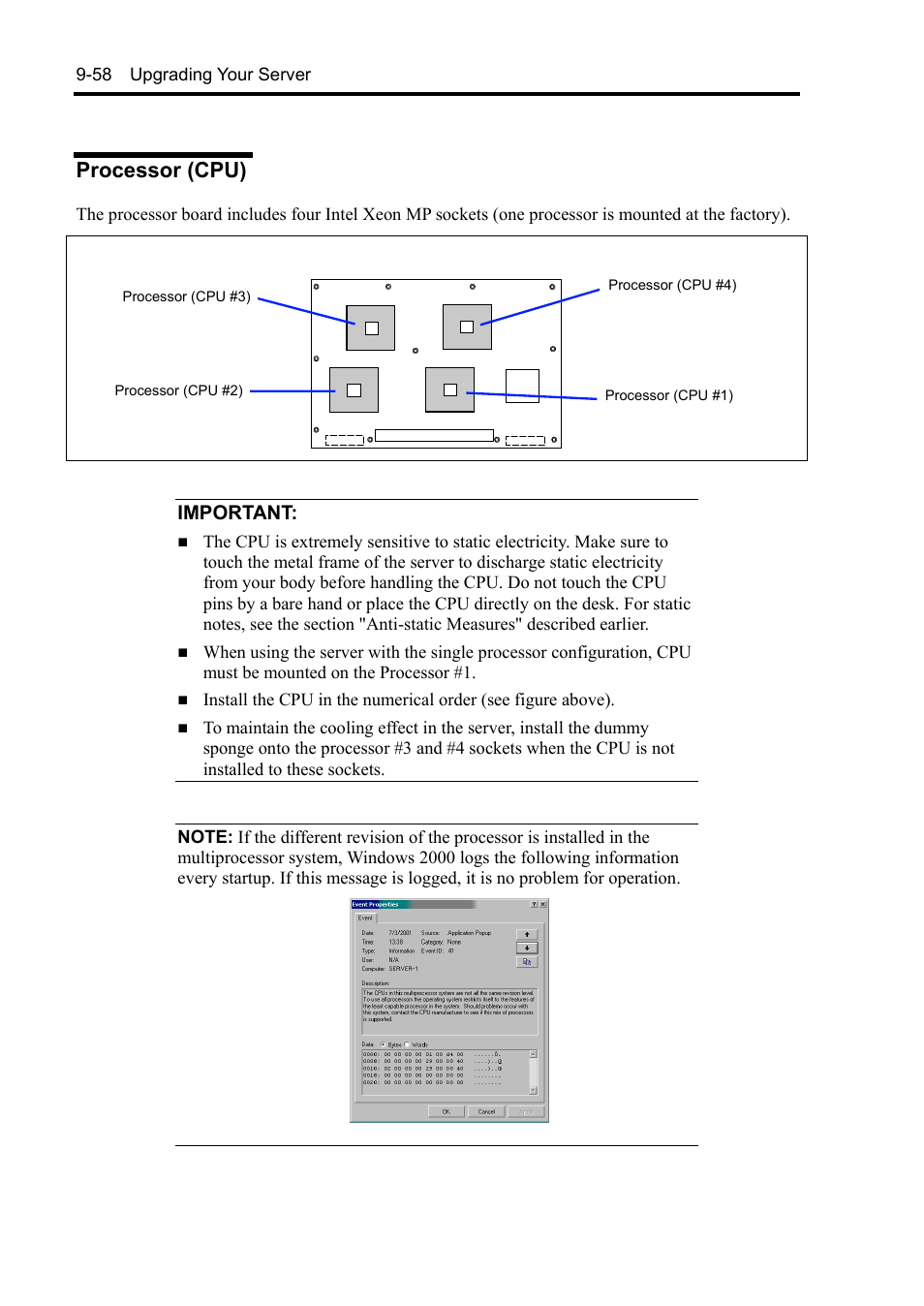 Processor (cpu), Important | NEC Server 140Rc-4 User Manual | Page 344 / 400