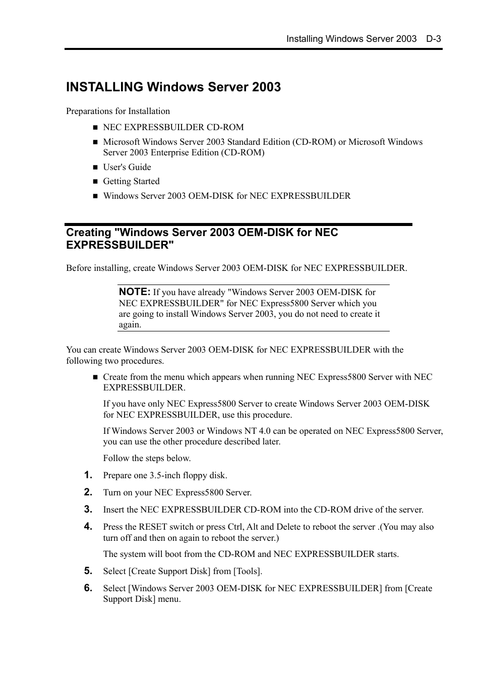 Installing windows server 2003 | NEC Server 140Rc-4 User Manual | Page 375 / 400