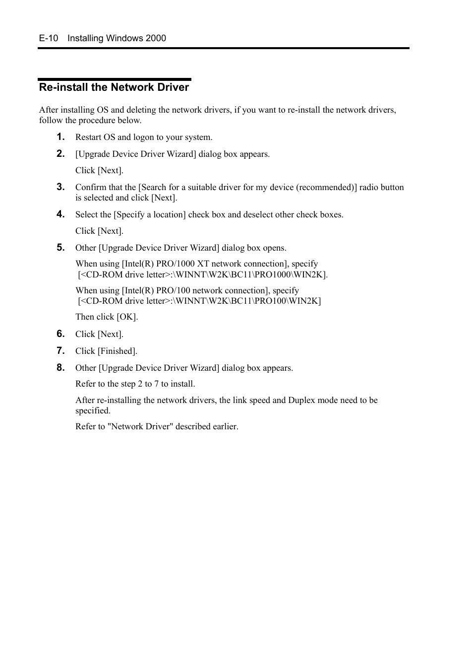 Re-install the network driver | NEC Server 140Rc-4 User Manual | Page 394 / 400