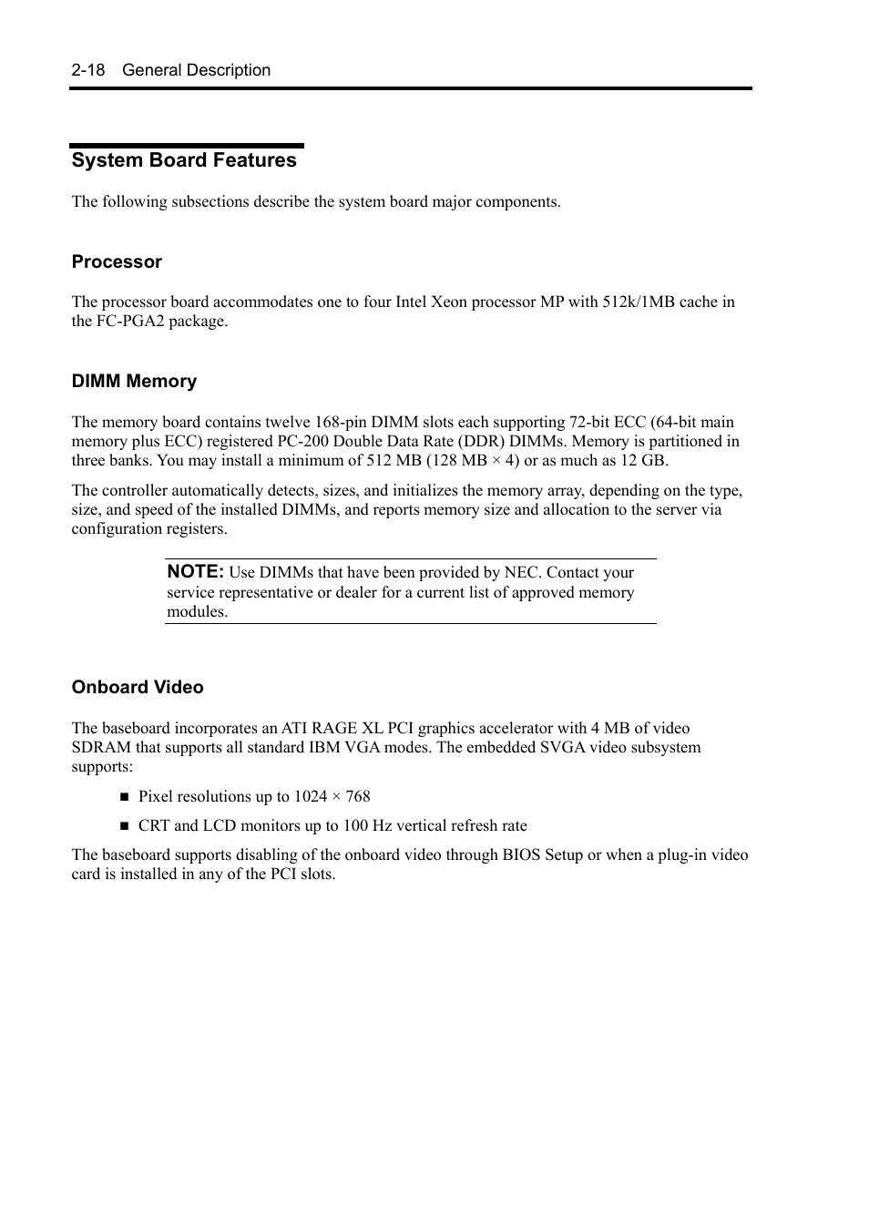 System board features | NEC Server 140Rc-4 User Manual | Page 52 / 400