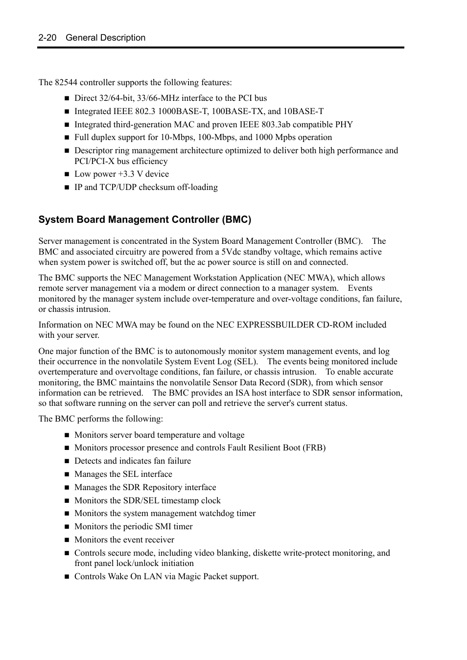 System board management controller (bmc) | NEC Server 140Rc-4 User Manual | Page 54 / 400