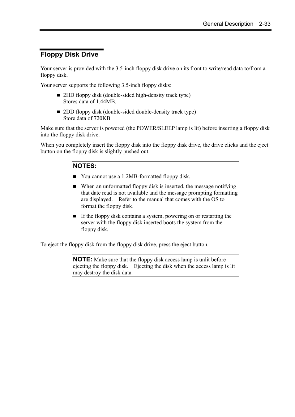 Floppy disk drive | NEC Server 140Rc-4 User Manual | Page 67 / 400