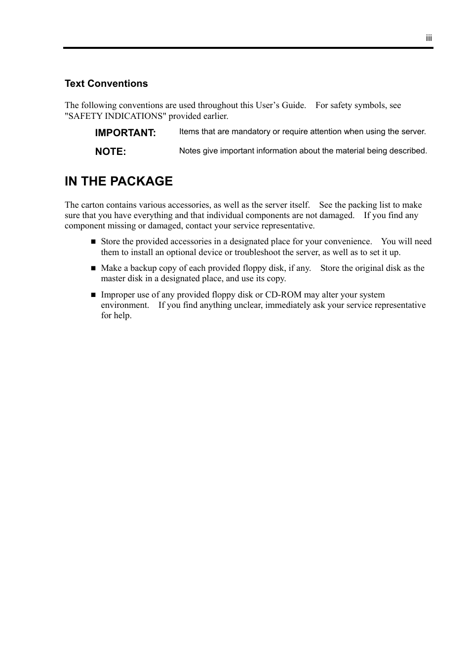 In the package | NEC Server 140Rc-4 User Manual | Page 9 / 400