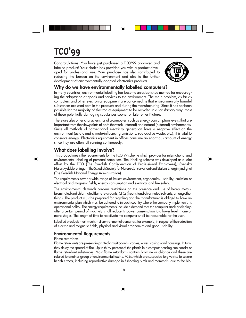 Tco’99 | NEC FP955 User Manual | Page 20 / 68