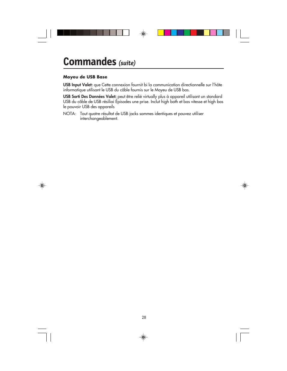 Commandes, Suite) | NEC FP955 User Manual | Page 30 / 68