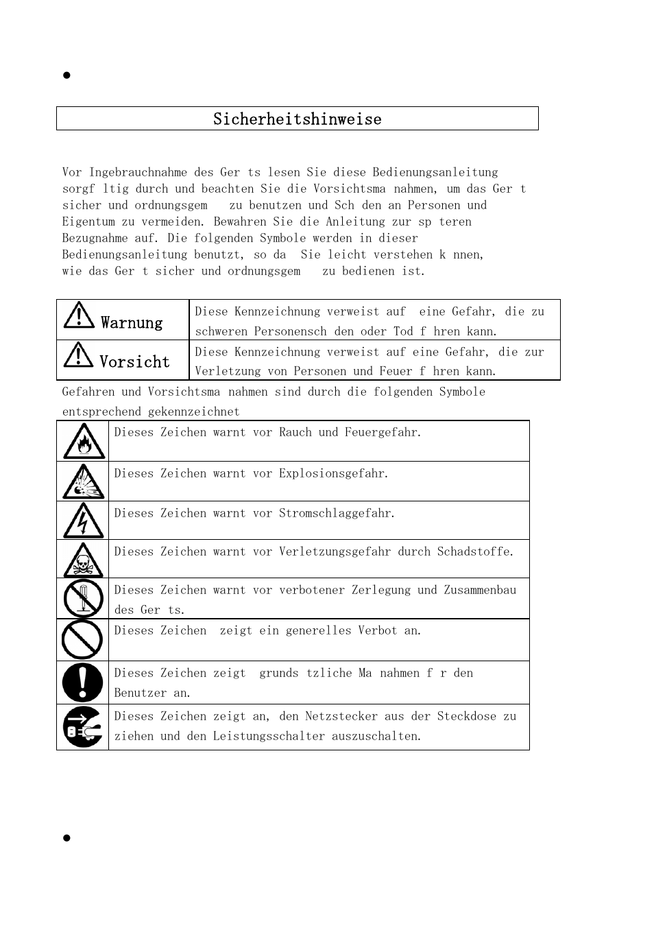 Sicherheitshinweise, Warnung, Vorsicht | NEC NX7700i/5040H-32 User Manual | Page 8 / 170
