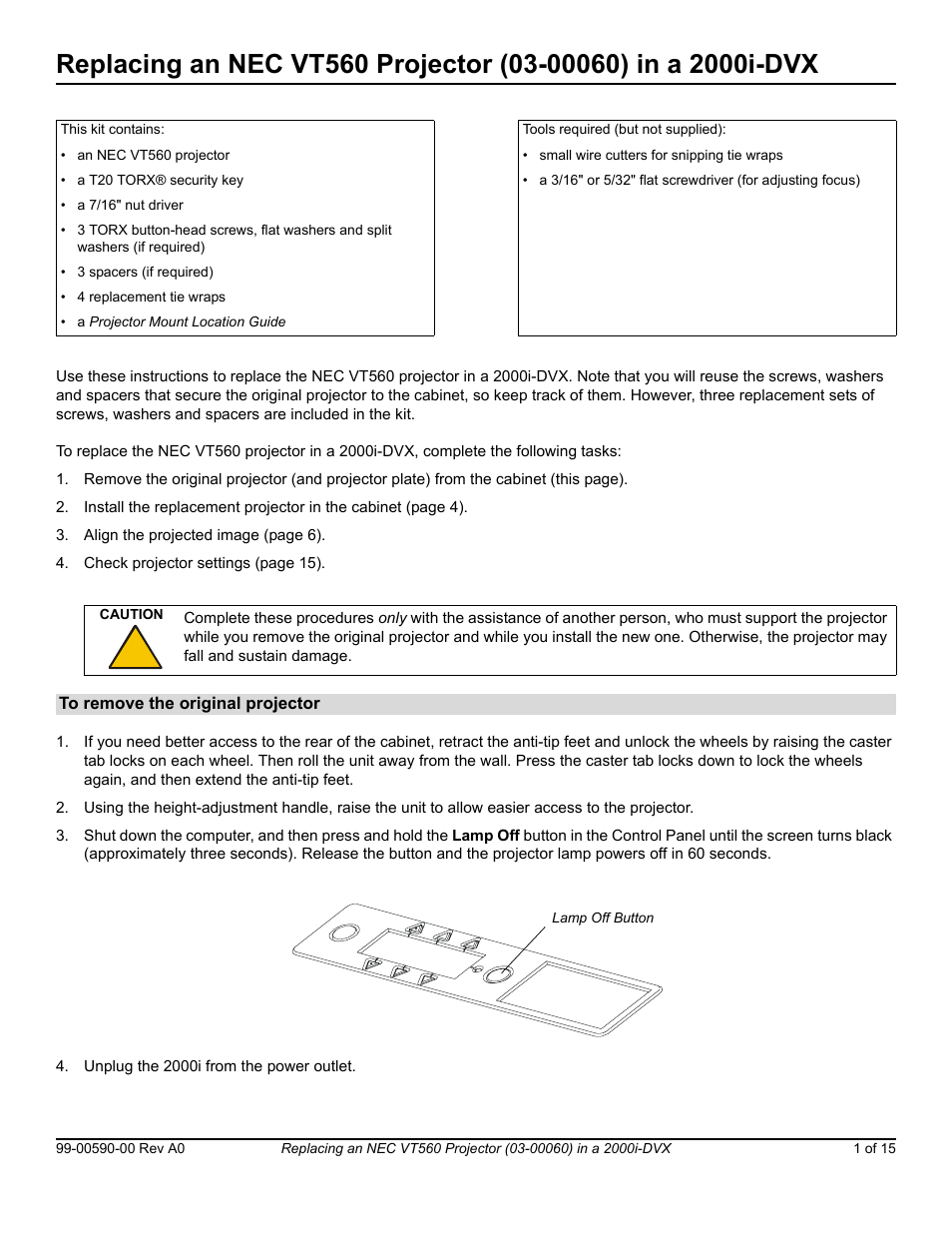 NEC Projector VT560 User Manual | 15 pages