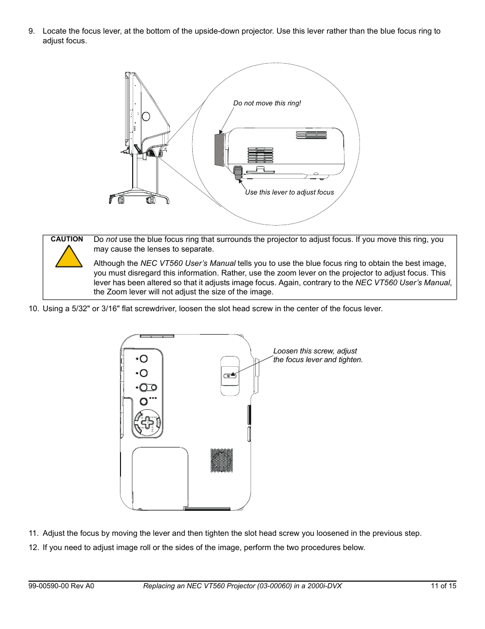 Caution | NEC Projector VT560 User Manual | Page 11 / 15