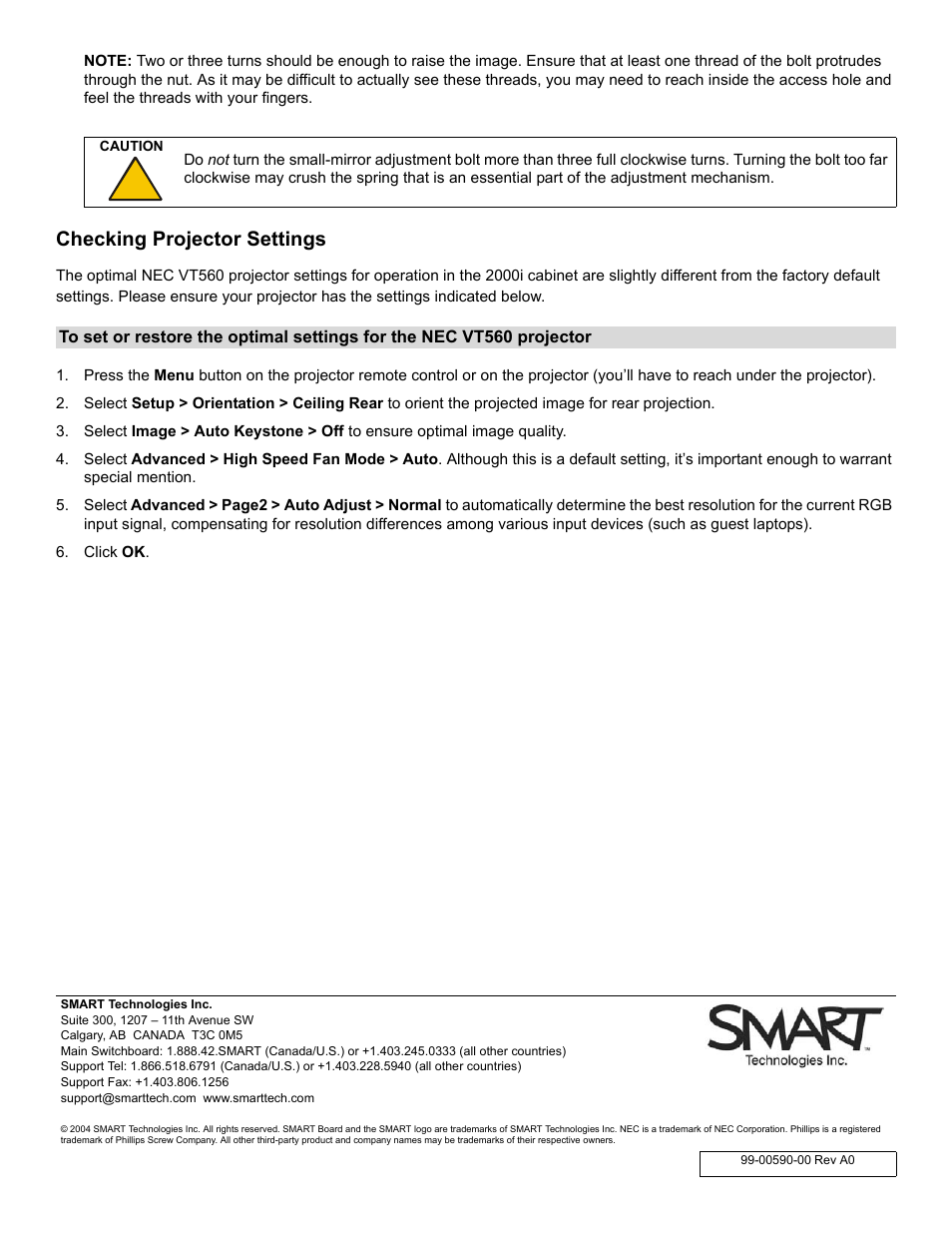 Checking projector settings | NEC Projector VT560 User Manual | Page 15 / 15