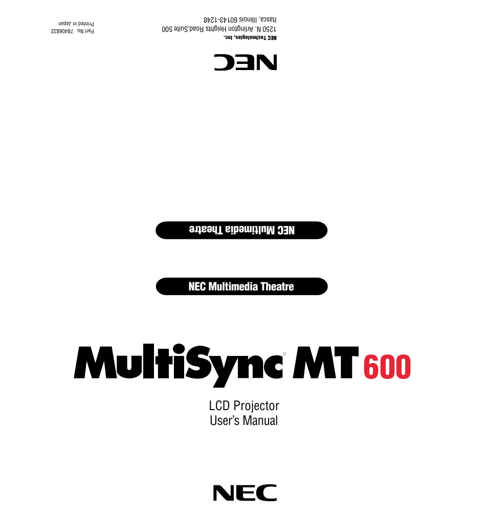 NEC MultiSync MT600 User Manual | 32 pages