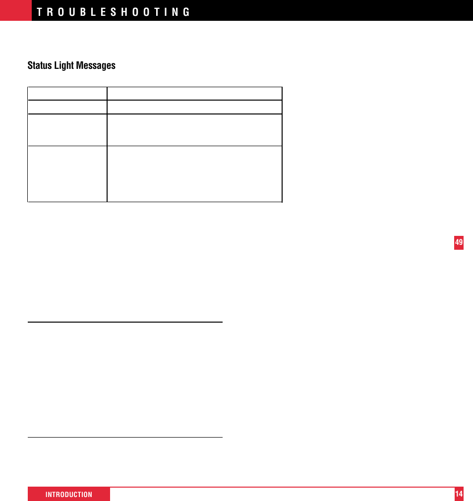 Status light messages | NEC MultiSync MT600 User Manual | Page 15 / 32