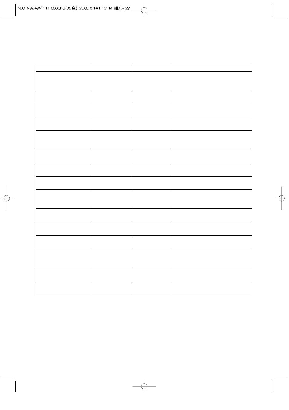 Defrosting chart | NEC N924P User Manual | Page 28 / 35