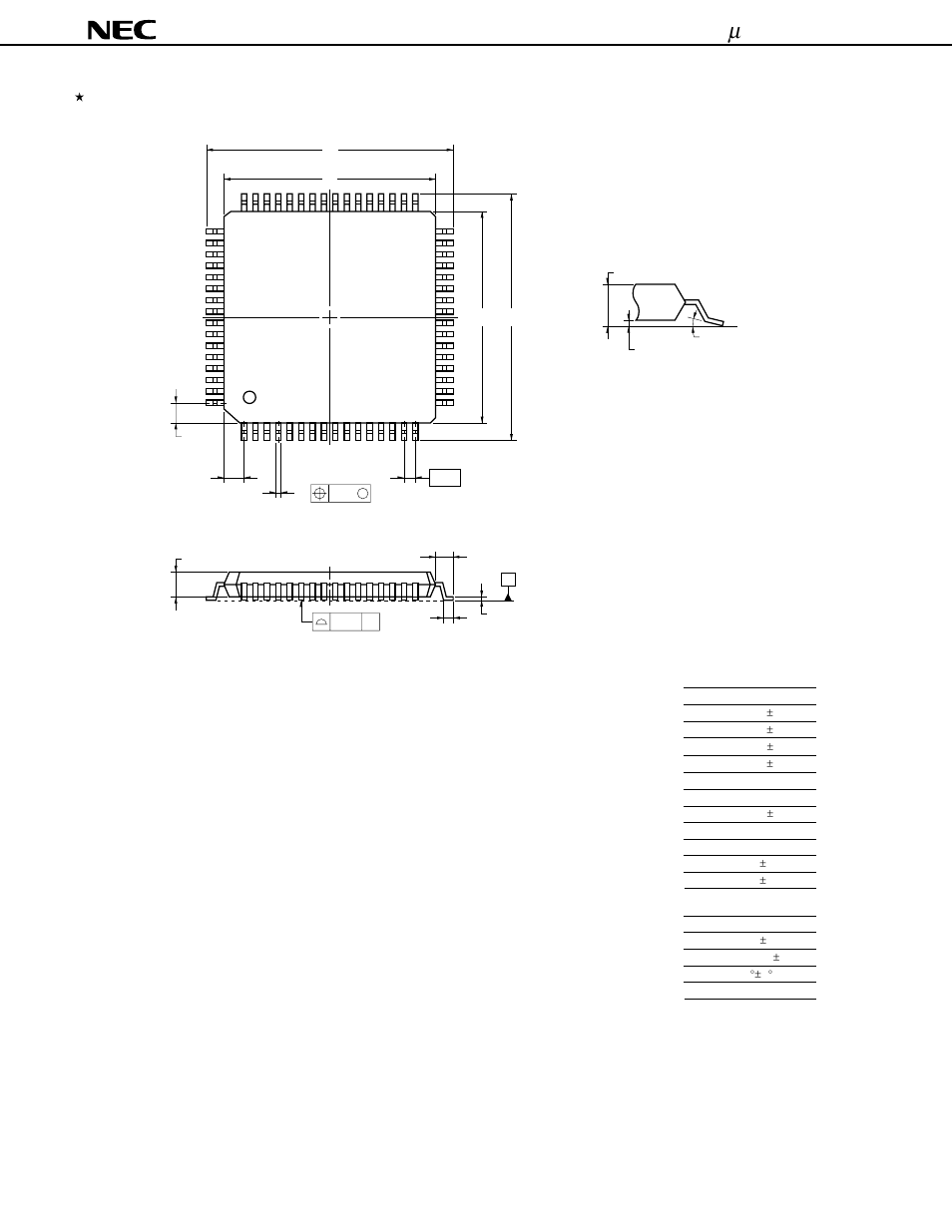 Pin plastic lqfp (12x12) | NEC uPD75P3116 User Manual | Page 50 / 70