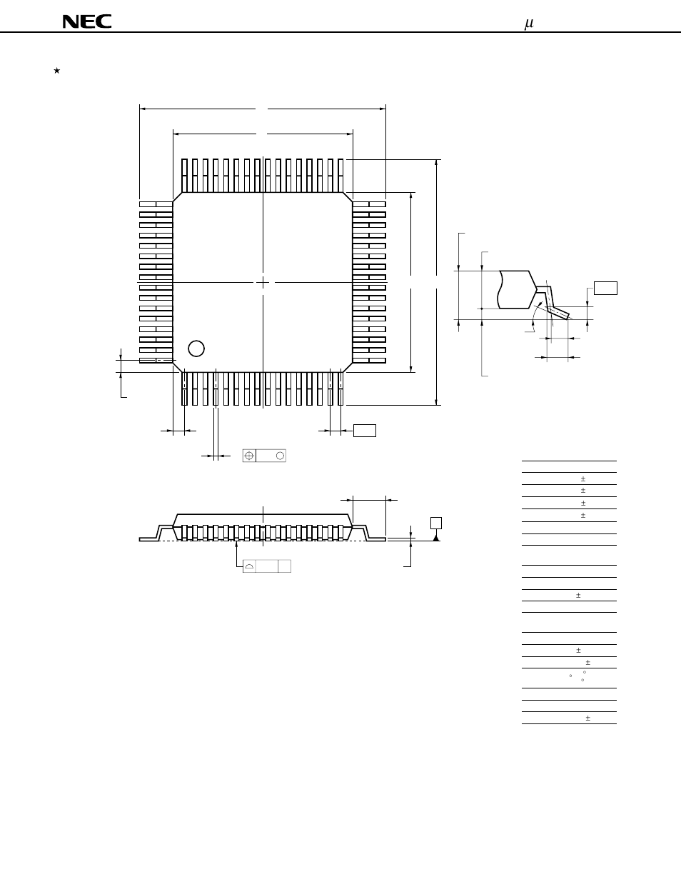 Pin plastic lqfp (14x14) | NEC uPD75P3116 User Manual | Page 51 / 70