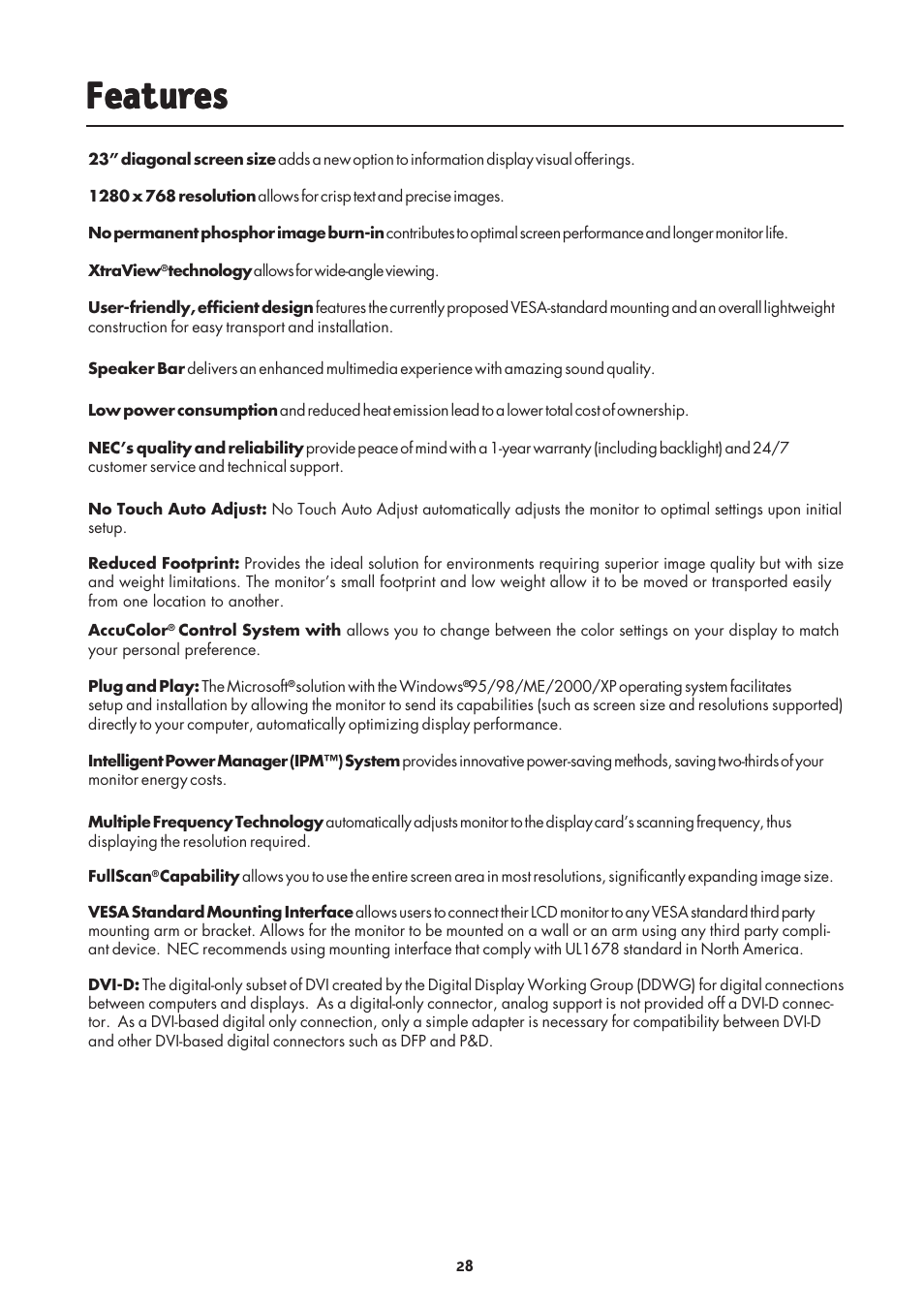 NEC MultiSync LCD2335WXM User Manual | Page 30 / 41