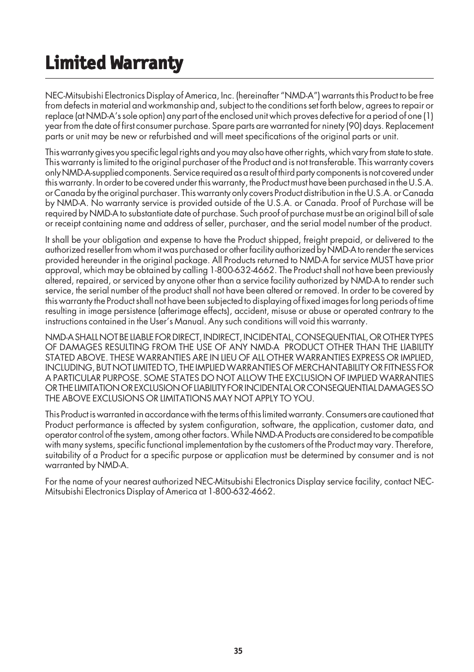 Limit | NEC MultiSync LCD2335WXM User Manual | Page 37 / 41