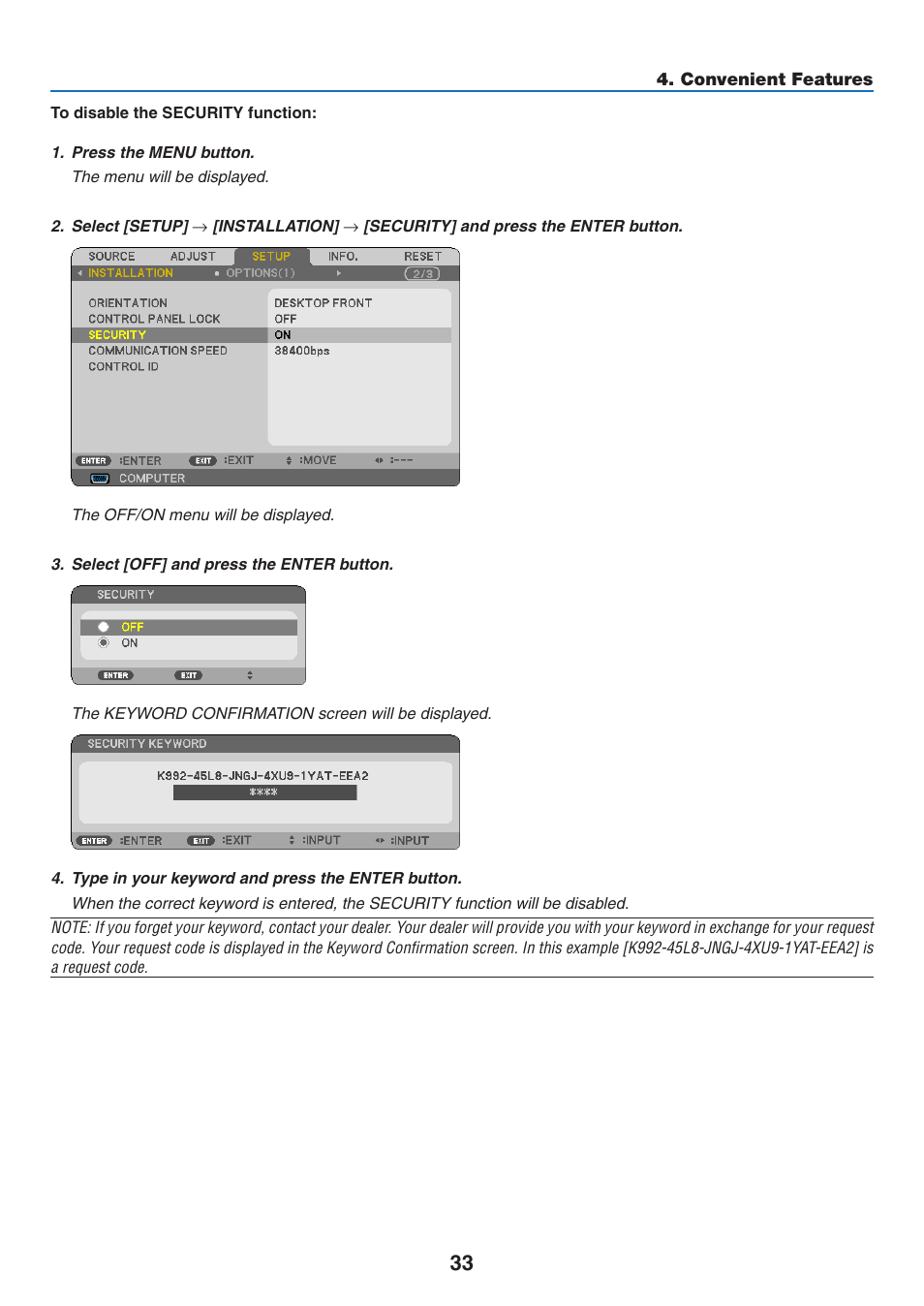 NEC NP110 User Manual | Page 42 / 92