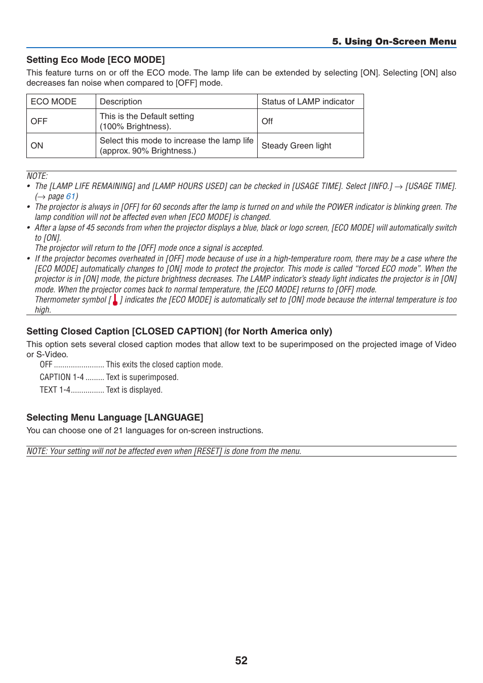 NEC NP110 User Manual | Page 61 / 92