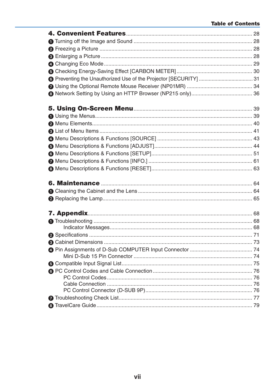 NEC NP110 User Manual | Page 9 / 92