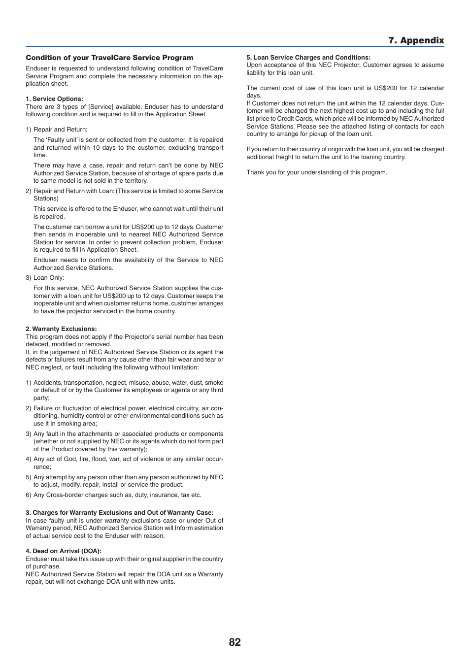 Appendix | NEC NP110 User Manual | Page 91 / 92