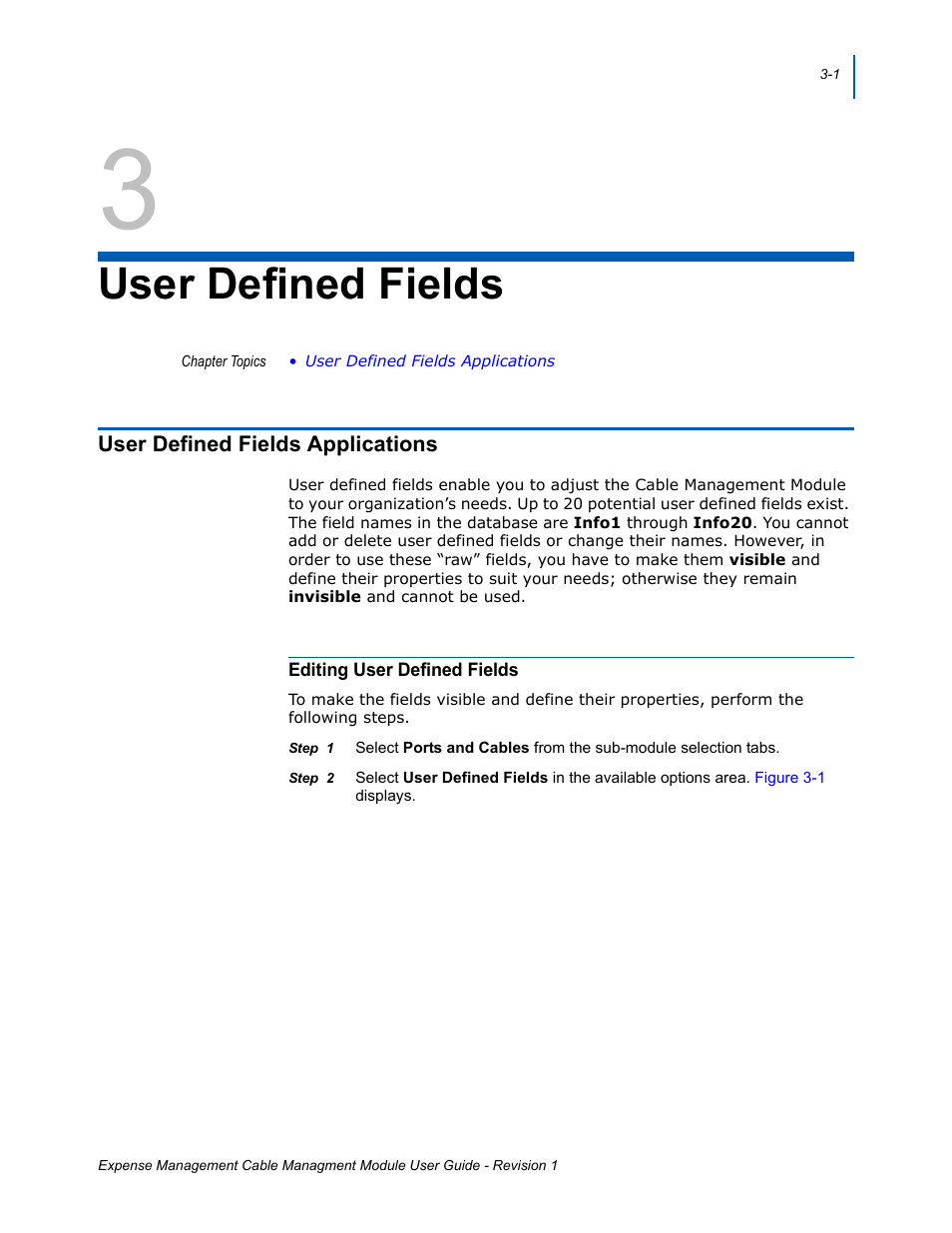 3 - user defined fields, User defined fields applications, Editing user defined fields | User defined fields, User defined fields applications -1, Editing user defined fields -1 | NEC NDA-31135 User Manual | Page 17 / 38