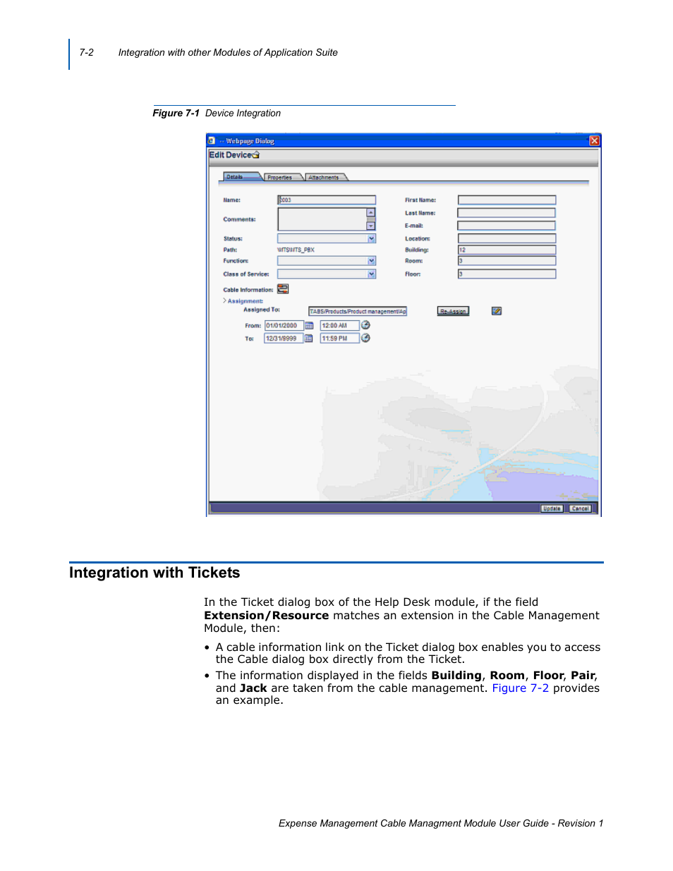 Integration with tickets, Integration with tickets -2, Device integration -2 | N from the cable management, Figure 7-1 | NEC NDA-31135 User Manual | Page 34 / 38