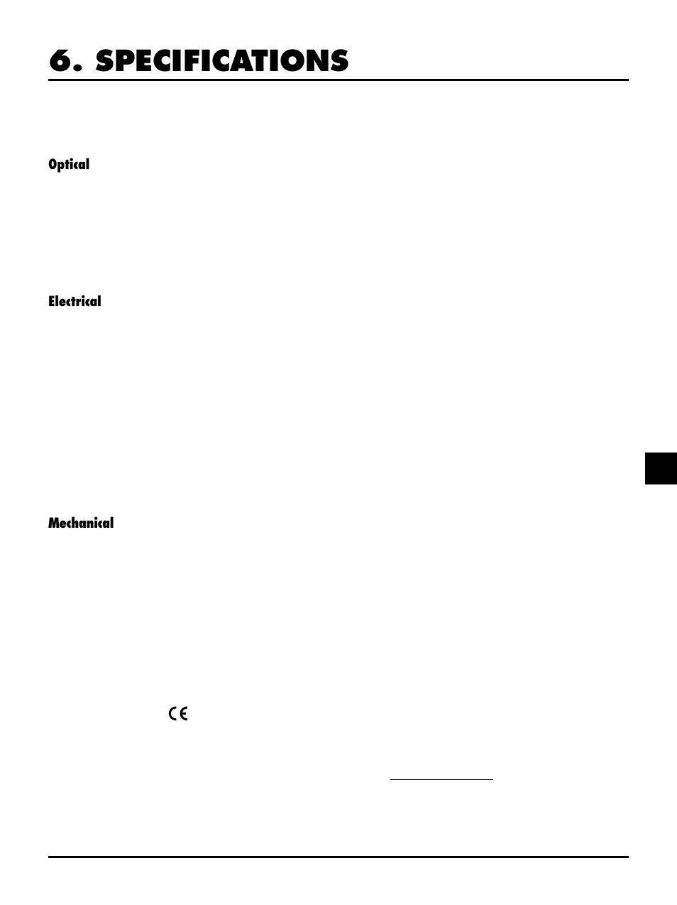 Specifications, Electrical, Mechanical | NEC LT150 User Manual | Page 55 / 59