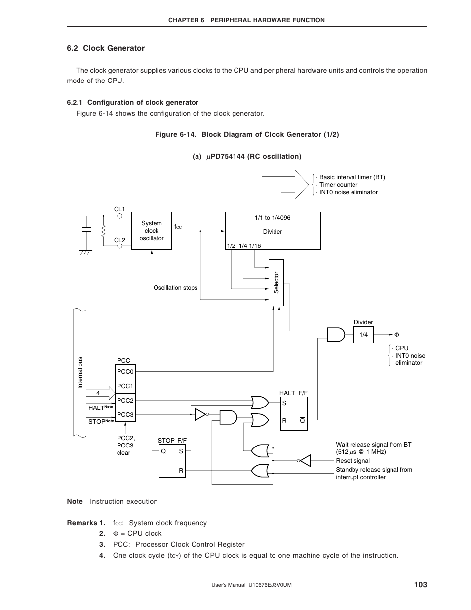 2 clock generator, 1 configuration of clock generator | NEC PD754144 User Manual | Page 103 / 306