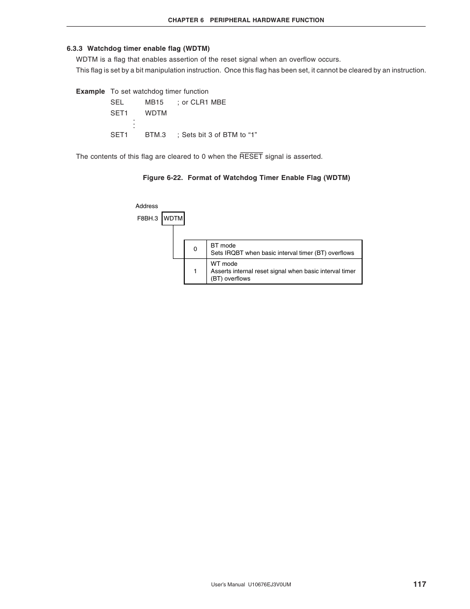 3 watchdog timer enable flag (wdtm) | NEC PD754144 User Manual | Page 117 / 306