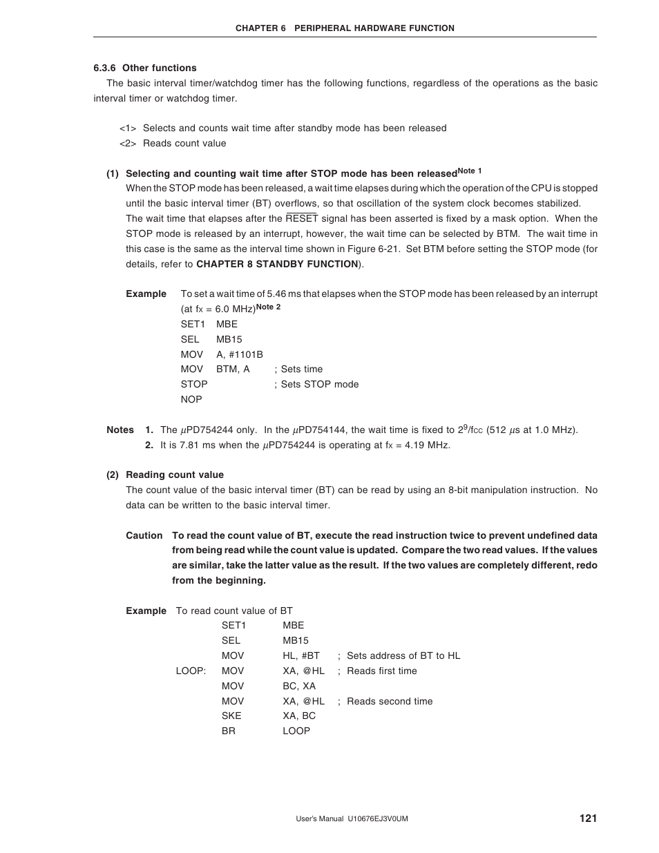 6 other functions | NEC PD754144 User Manual | Page 121 / 306