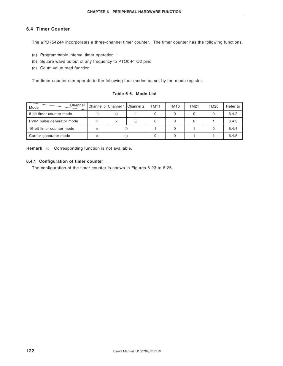 4 timer counter, 1 configuration of timer counter | NEC PD754144 User Manual | Page 122 / 306