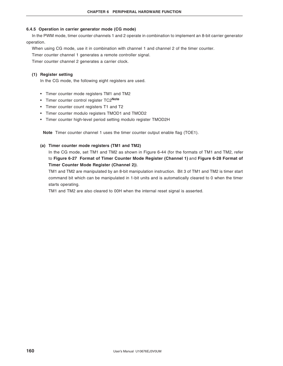 5 operation in carrier generator mode (cg mode) | NEC PD754144 User Manual | Page 160 / 306