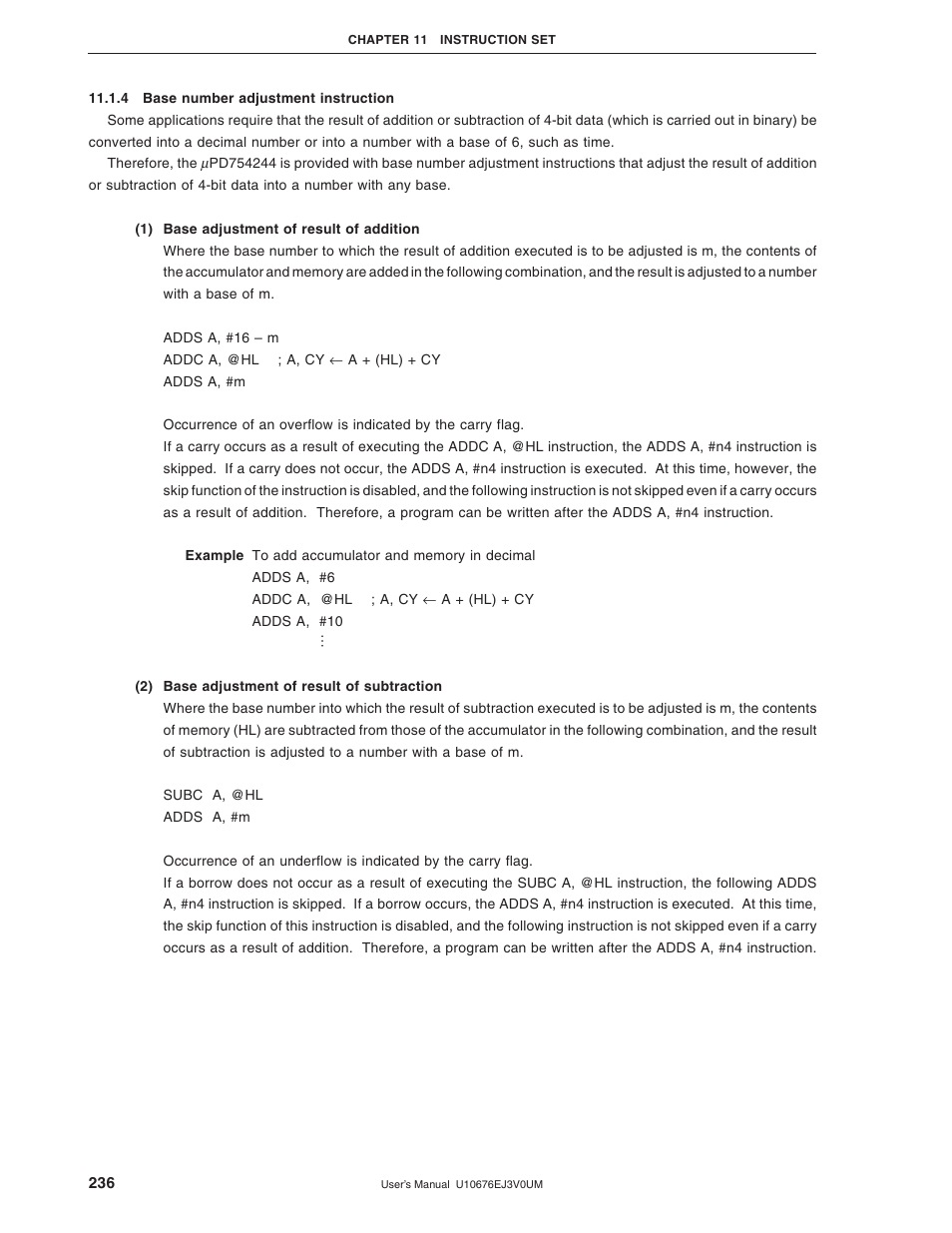 4 base number adjustment instruction | NEC PD754144 User Manual | Page 236 / 306