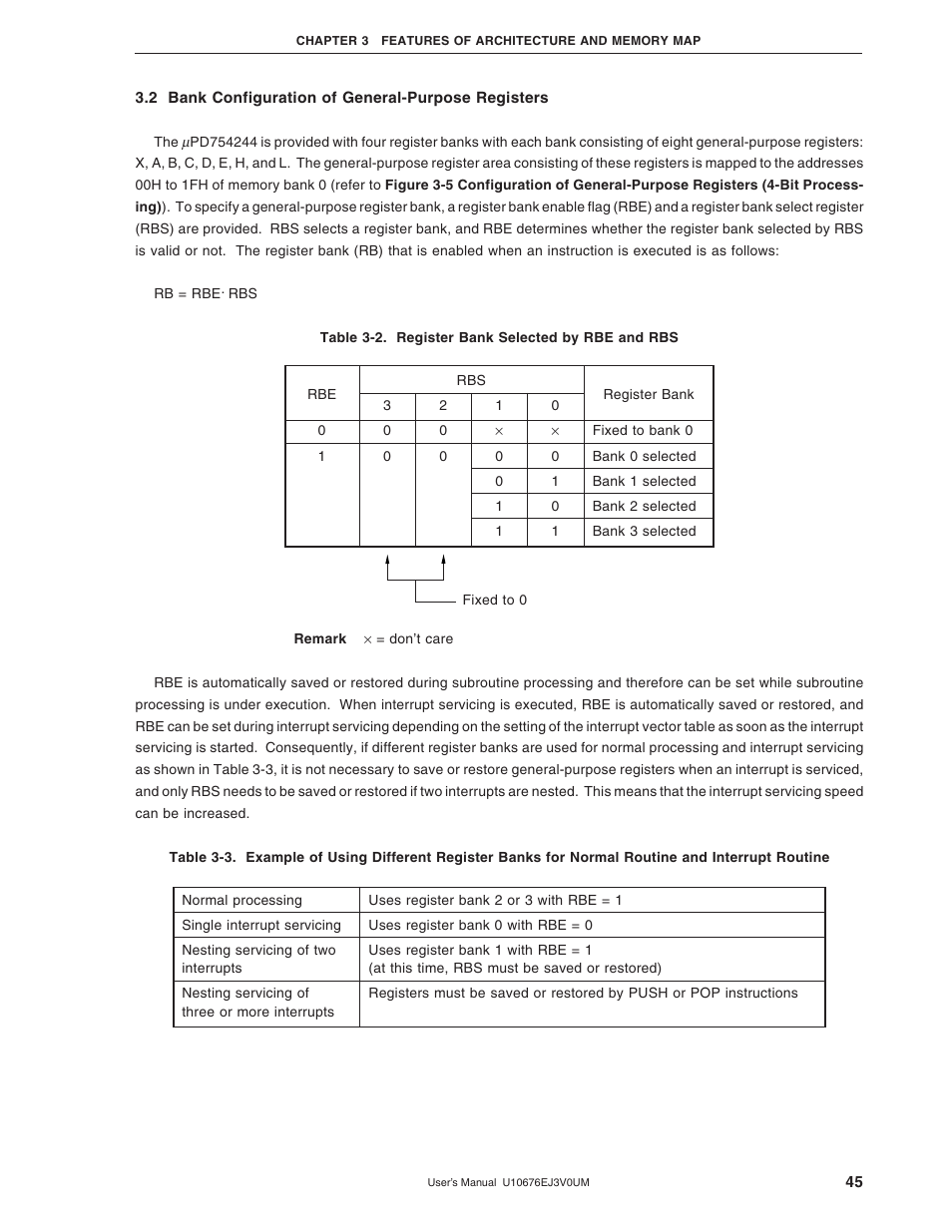 2 bank configuration of general-purpose registers | NEC PD754144 User Manual | Page 45 / 306