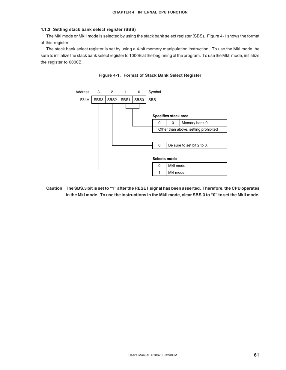 2 setting stack bank select register (sbs) | NEC PD754144 User Manual | Page 61 / 306