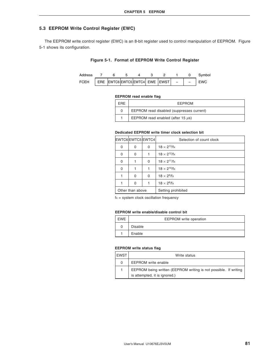 3 eeprom write control register (ewc) | NEC PD754144 User Manual | Page 81 / 306