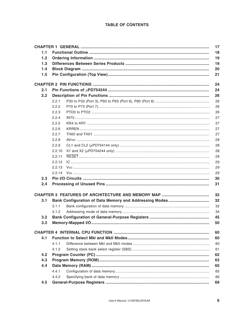 NEC PD754144 User Manual | Page 9 / 306