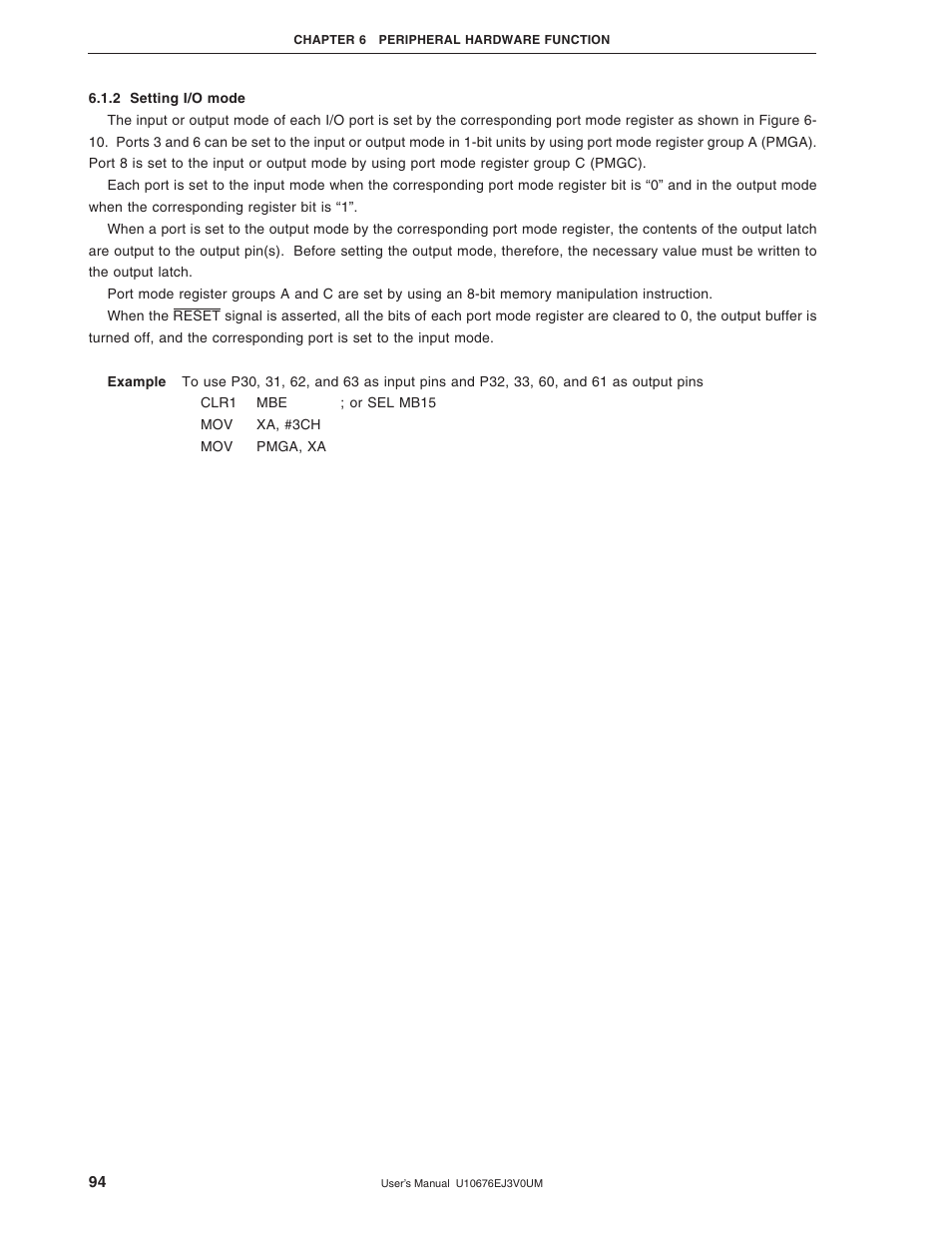 2 setting i/o mode | NEC PD754144 User Manual | Page 94 / 306