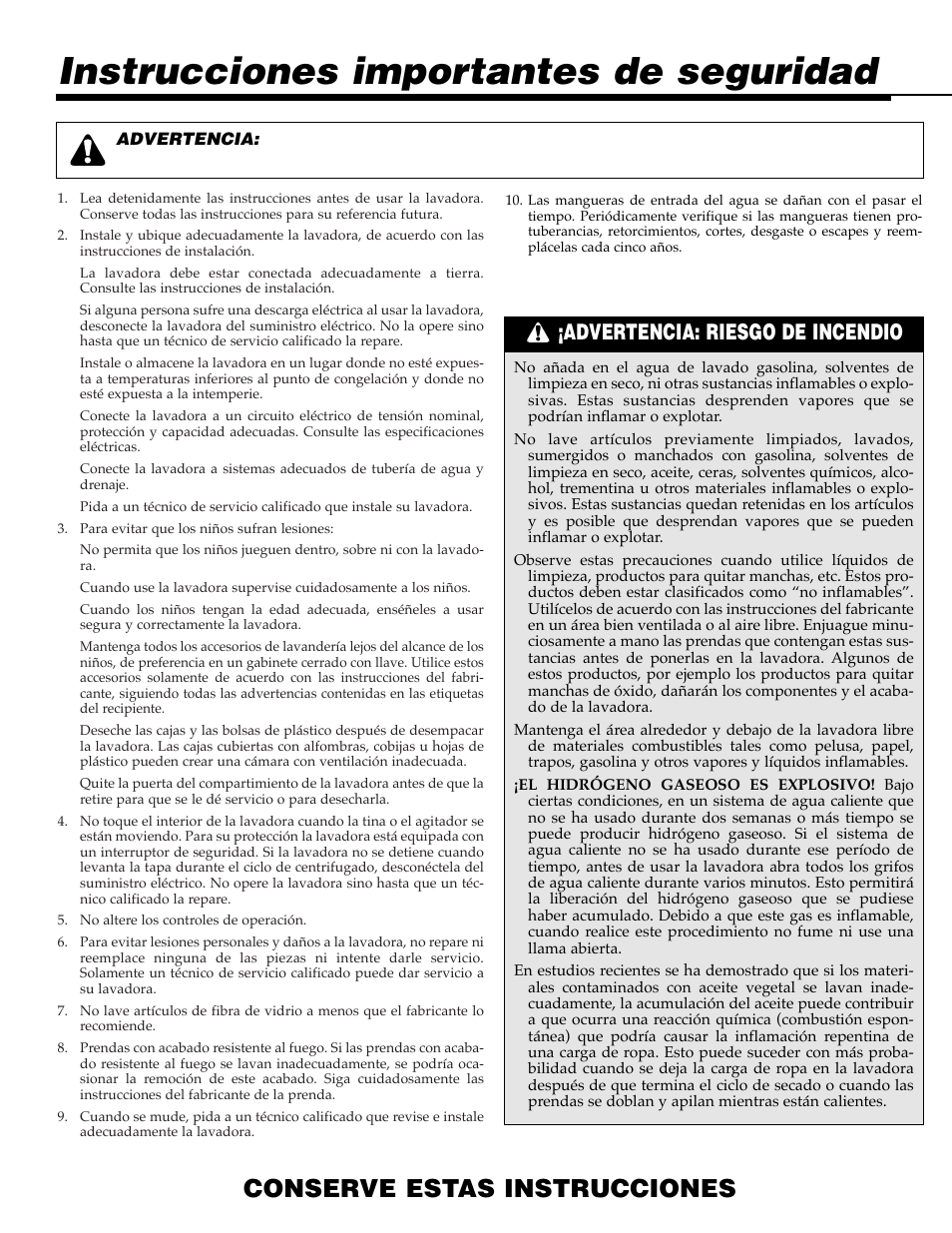 Instrucciones importantes de seguridad, Conserve estas instrucciones, Advertencia: riesgo de incendio | NEC PAV-1 User Manual | Page 22 / 28