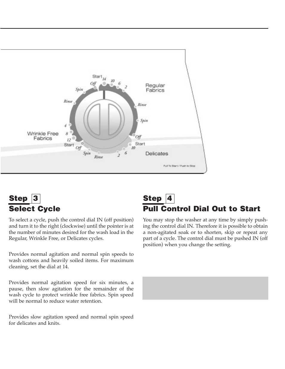 Step 4 step 3, Select cycle, Pull control dial out to start | NEC PAV-1 User Manual | Page 5 / 28