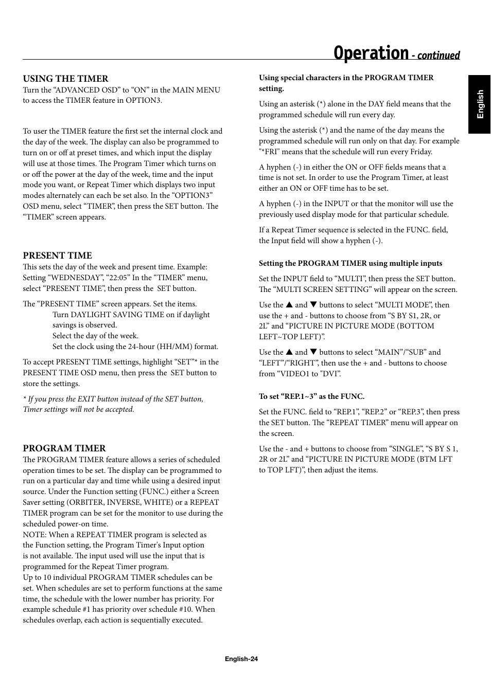 Operation, Continued | NEC 42XP10 User Manual | Page 27 / 44