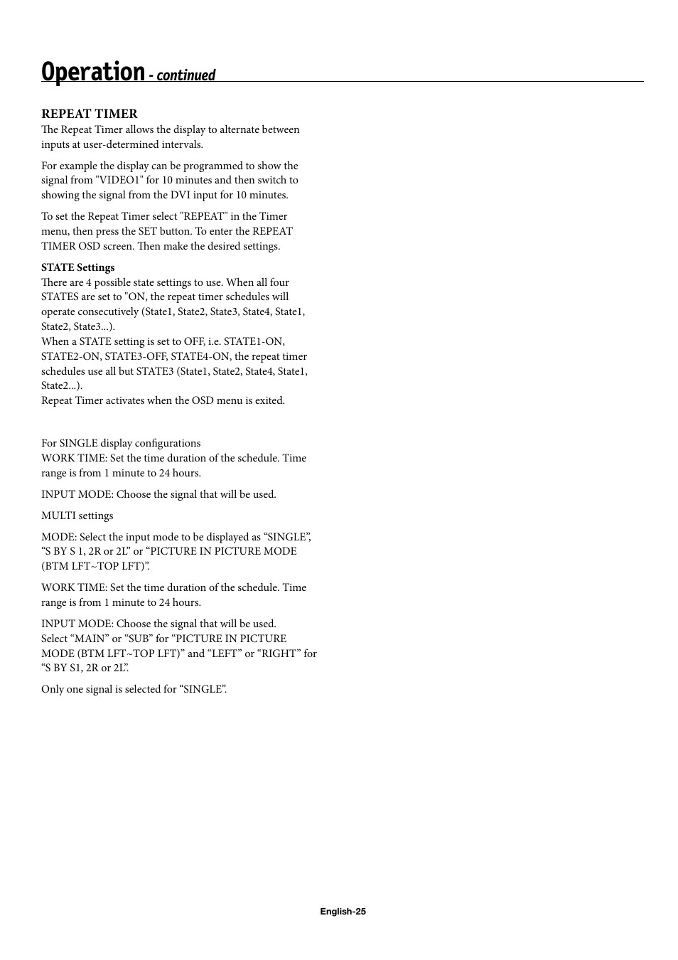 Operation, Continued | NEC 42XP10 User Manual | Page 28 / 44