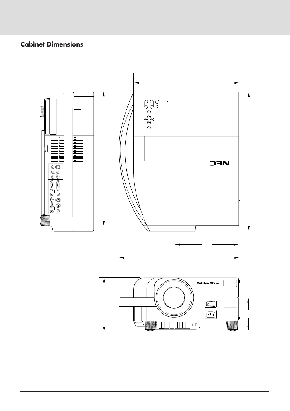 Cabinet dimensions, E-42, Units : mm | NEC MT830 User Manual | Page 43 / 48