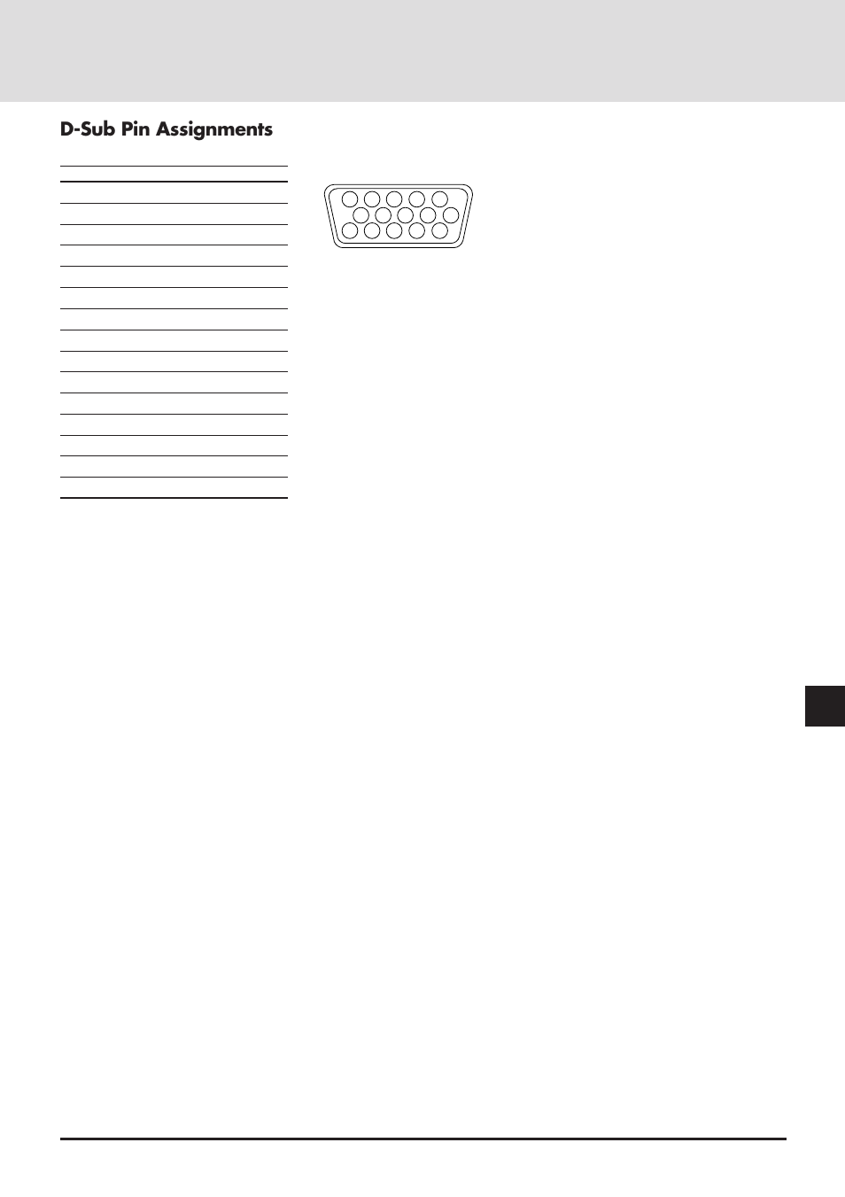 D-sub pin assignments | NEC MT830 User Manual | Page 44 / 48