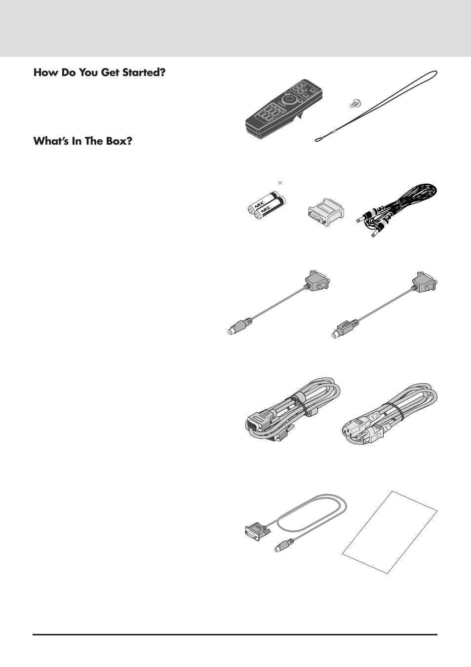 How do you get started, What’s in the box, User's manual | NEC MT830 User Manual | Page 7 / 48