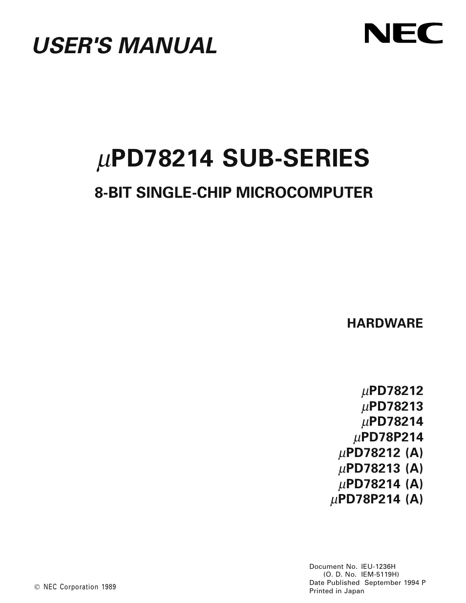 NEC PD78214 User Manual | 487 pages