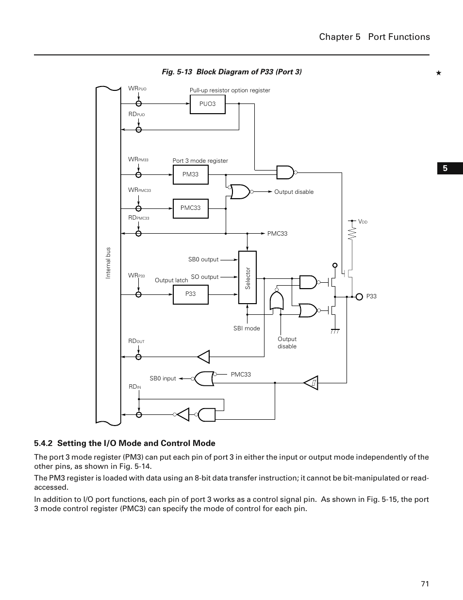 2 setting the i/o mode and control mode, Chapter 5 port functions | NEC PD78214 User Manual | Page 100 / 487