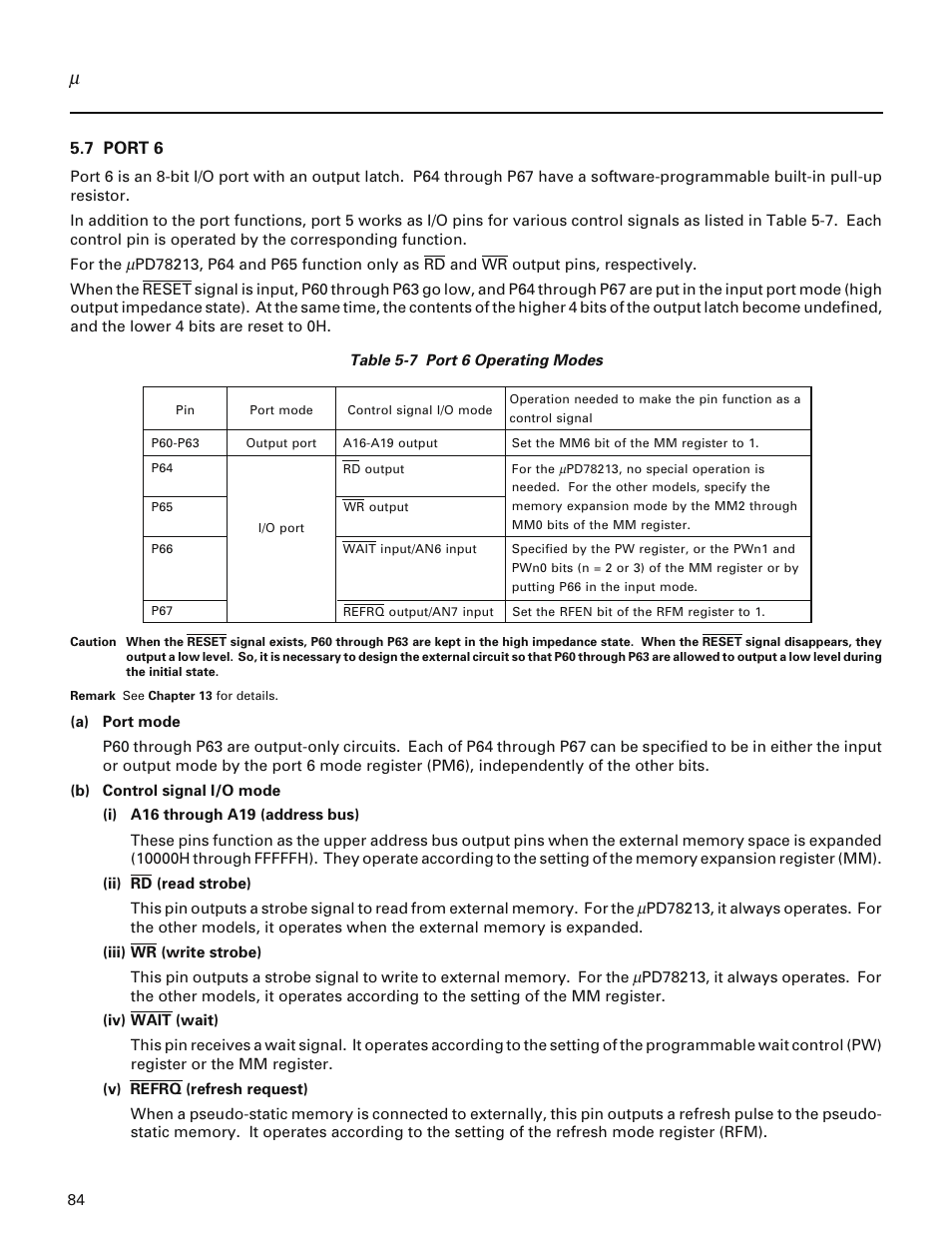 7 port 6 | NEC PD78214 User Manual | Page 113 / 487