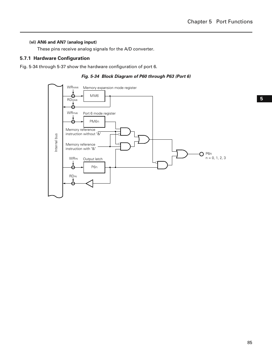 1 hardware configuration, Chapter 5 port functions | NEC PD78214 User Manual | Page 114 / 487